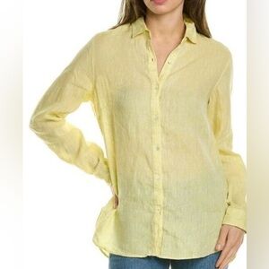 J. McLaughlin Soft Lime Button-Down Linen Blouse size M